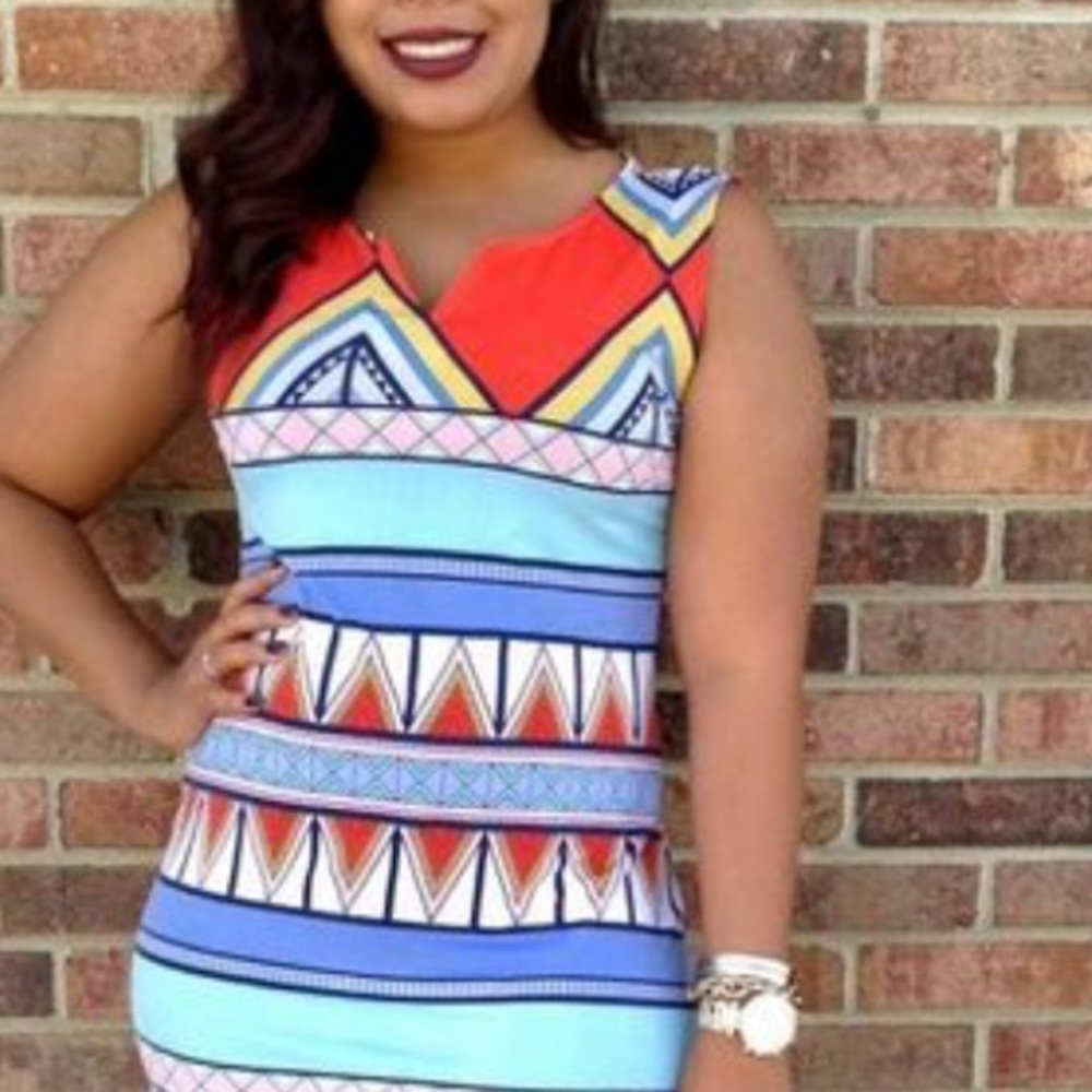 Tribal Sportswear Orange/Mint/Navy/Coral Dress